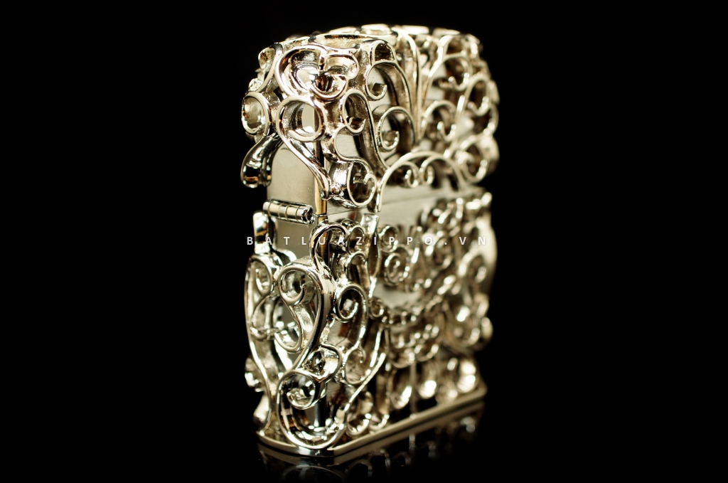 Bật lửa zippo chính hãng áo giáp bạc rỗng Skull Jacket Skull Thanatos