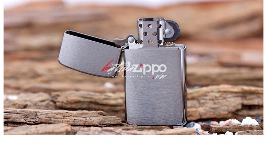 Bật Lửa Zippo Bản Nhỏ Mạ Chome Xước Vân Ngang - SKU 1600 – Zippo Slim Brushed Chrome