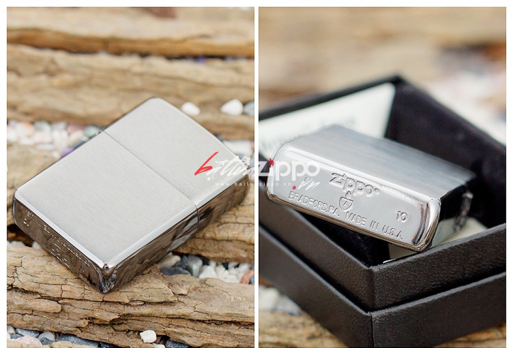 Bật Lửa Zippo Vỏ Dày Đồng Mạ Chrome Xước Ngang - SKU 162 – Zippo Armor Brushed Chrome