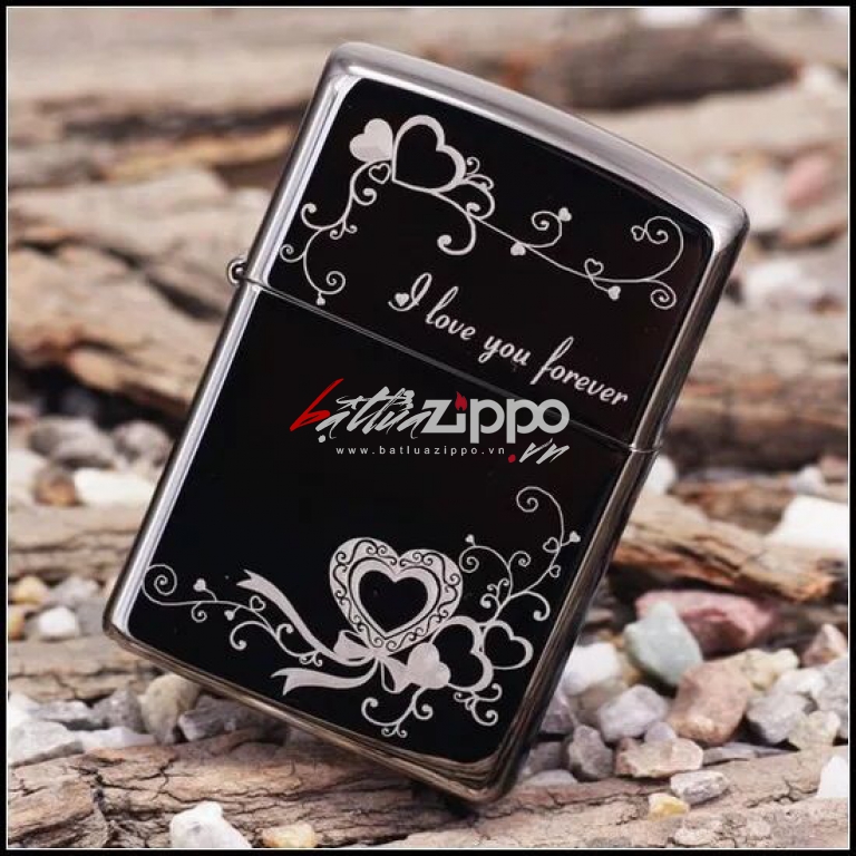 Bật lửa zippo chính hãng Hoa văn I love You