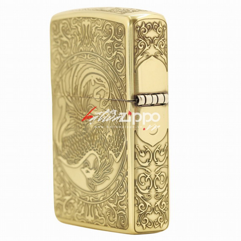 Bật lửa Zippo chính hãng vàng cổ khắc phượng múa