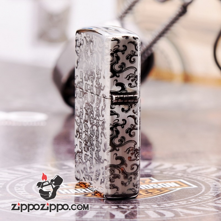 Zippo 150  Đen Bóng Khắc Hình Bát Quái Âm Dương