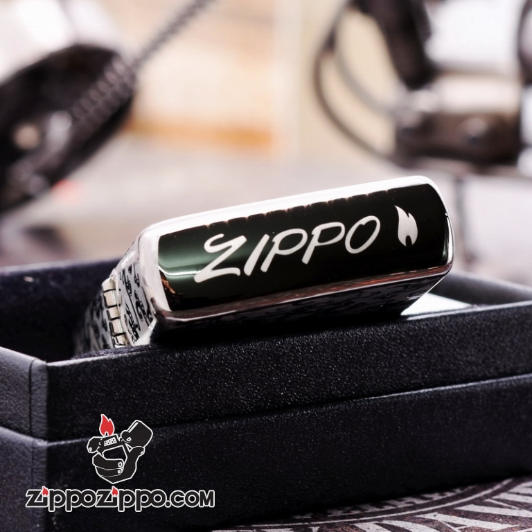 Zippo 150  Đen Bóng Khắc Hình Bát Quái Âm Dương