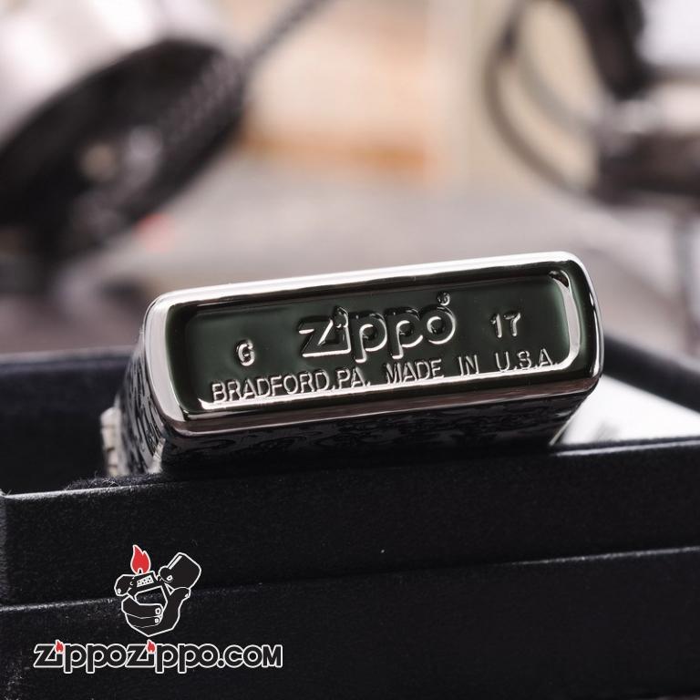 Zippo 150  Đen Bóng Khắc Hình Bát Quái Âm Dương