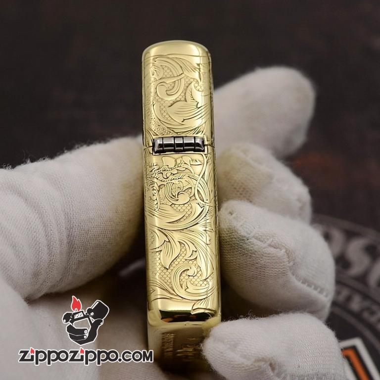 Zippo Chất Liêu Đồng phiên bản Armor Khắc Hình Rồng Nguyên Con