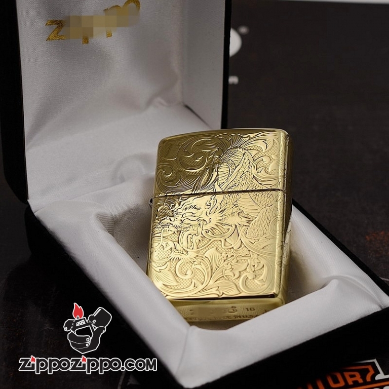 Zippo Chất Liêu Đồng phiên bản Armor Khắc Hình Rồng Nguyên Con