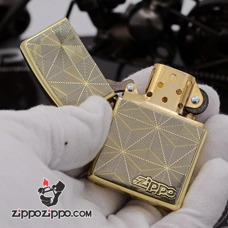 Bật Lửa Zippo Chính Hãng Chất Liêu Đồng Vân Kẻ Khắc Logo ZP bản Armor