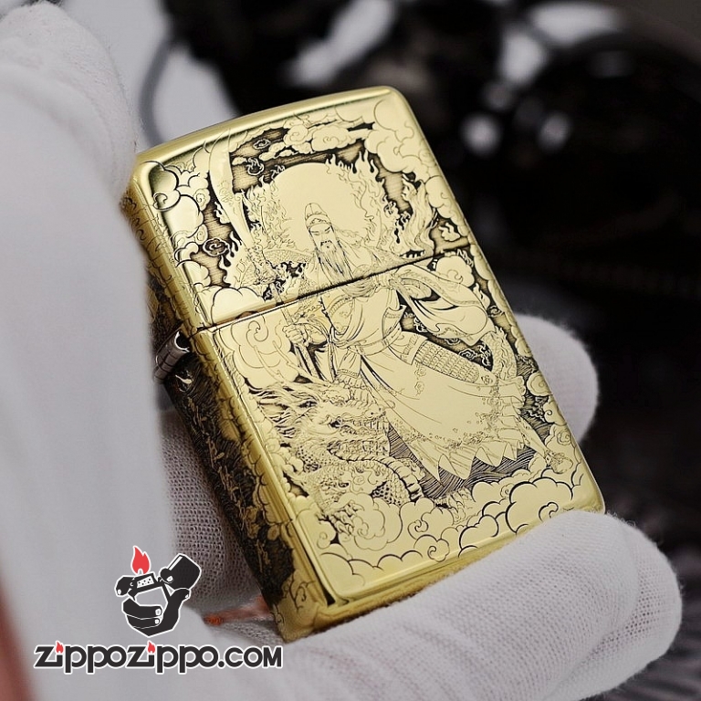 Bật Lửa Zippo đồng KHắc Hình Quan Vân Trường Armor