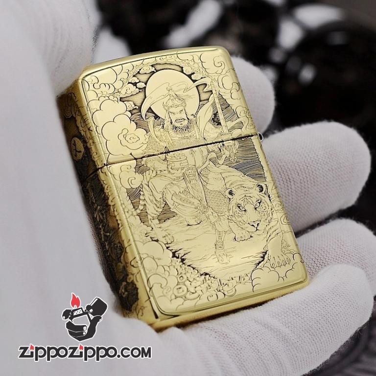 Bật Lửa Zippo đồng Khắc Hình Quan Vũ Armor