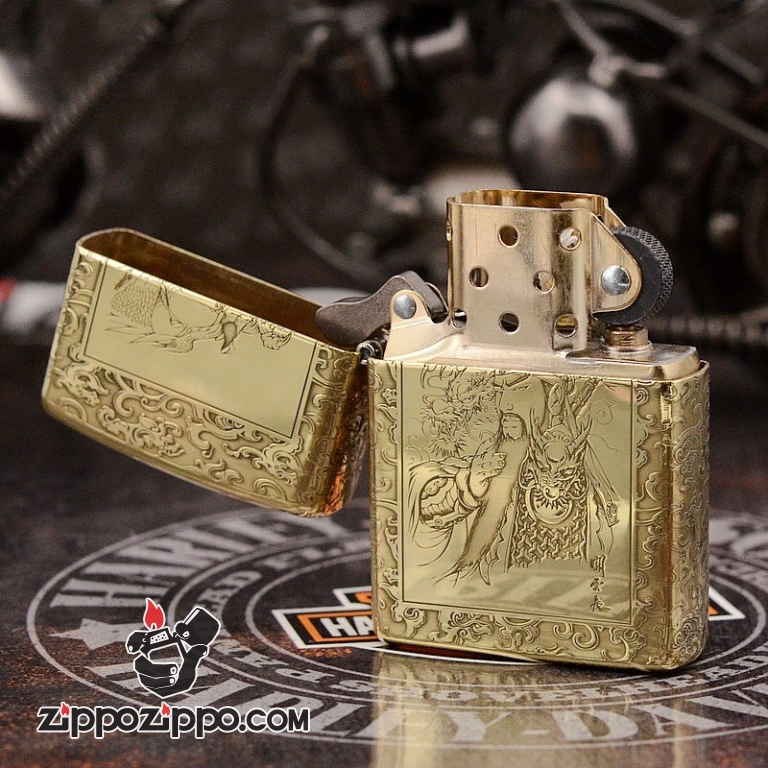 ZIppo Chất Liệu Đồng Bóng Khắc Quan Vũ