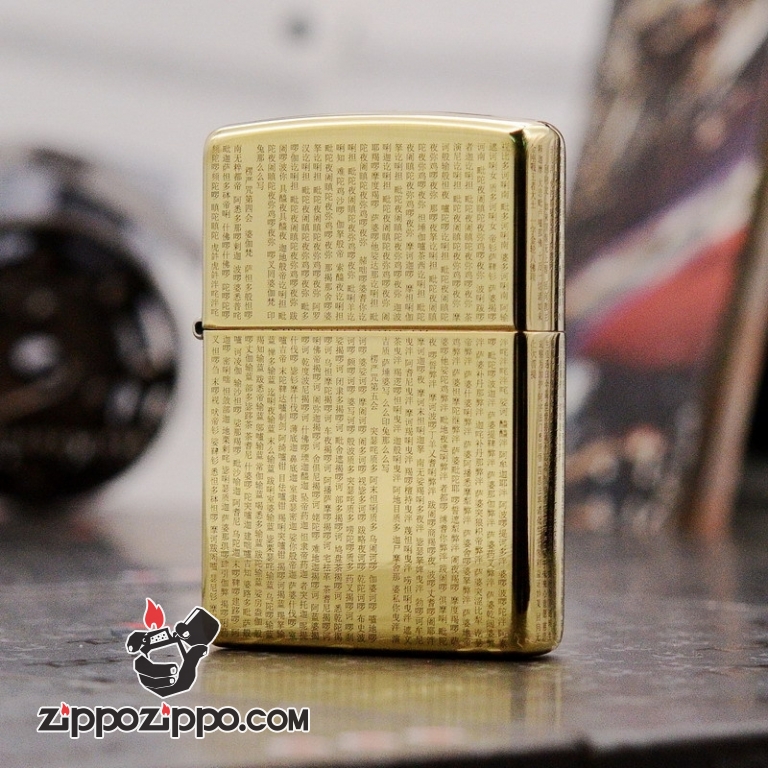 Bật Lửa Zippo Đồng Khắc kinh điển Phật giáo thần chú Shurangama Armor