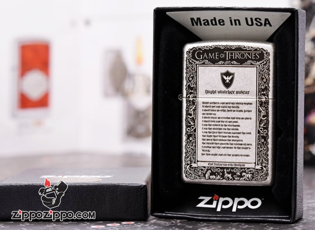 Zippo 121FB Bạc Cổ Khắc Game of Thornes