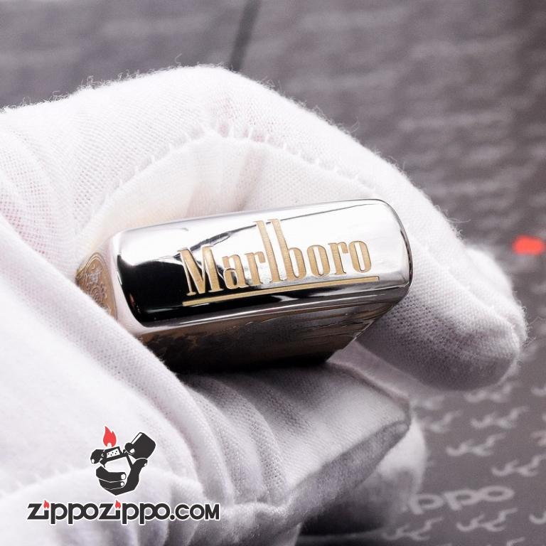 Bật Lửa Zippo Màu Đen Bóng Khắc Marlboro