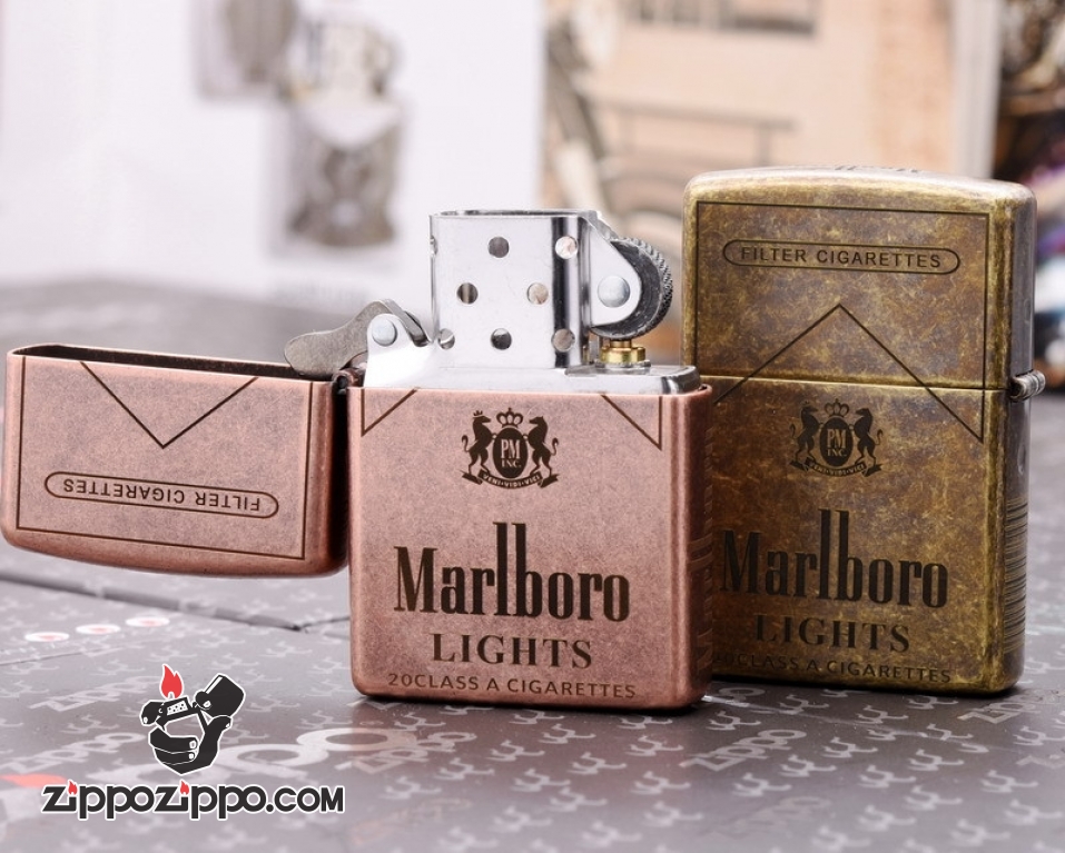 Bật Lửa Zippo CHính Hãng 201FB Khắc logo Marlboro