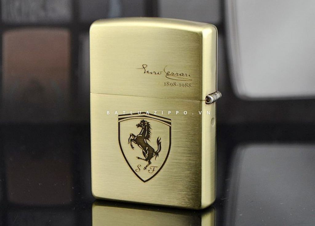 Bật lửa Zippo chính hãng đồng nhẹ khắc Ferrari