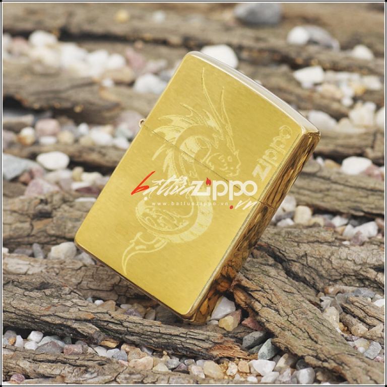 Bật lửa Zippo chính hãng đồng khắc rồng mẫu 008