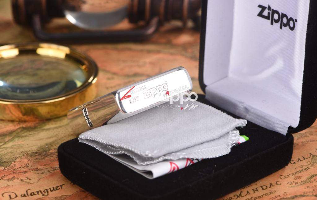 Zippo 27 - Bật lửa Zippo chính hãng USA bạc nguyên khối hoa văn xước vỏ dày