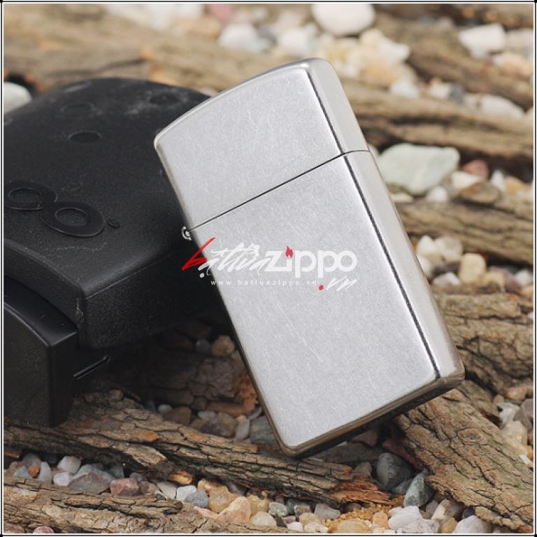 Bật Lửa Zippo Bản Nhỏ Mạ Chrome Xước Bụi - SKU 1607 – Zippo Slim Street Chrome