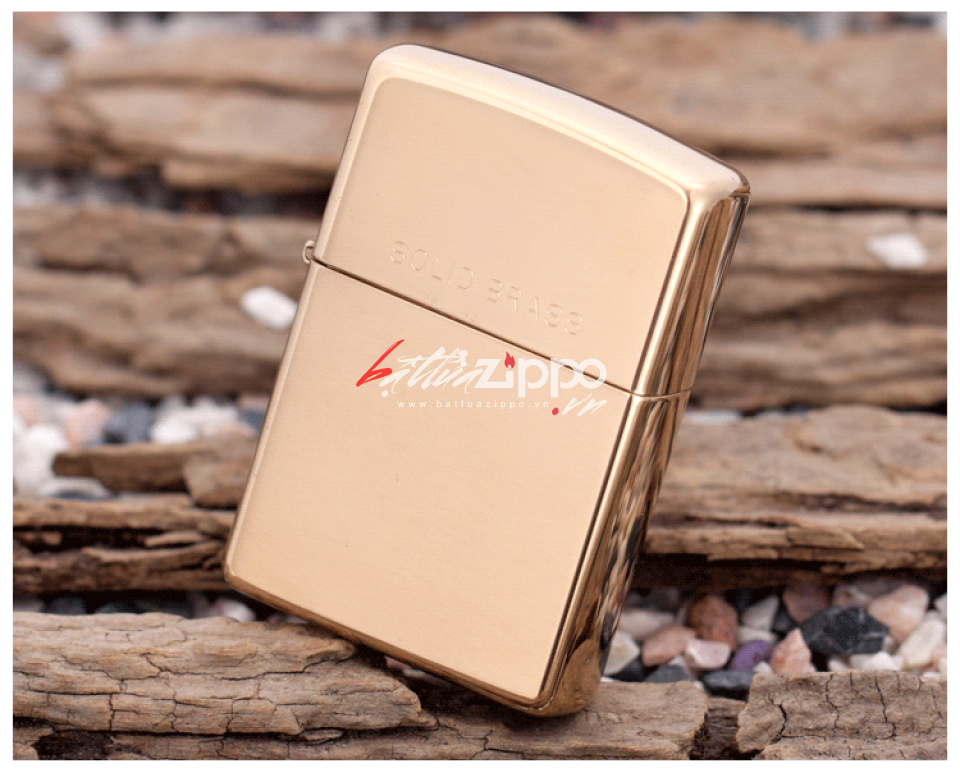 Bật Lửa Zippo Đồng Vàng Trơn Bóng Khắc Solid Brass - SKU 254 – Zippo High Polish Brass Engraved