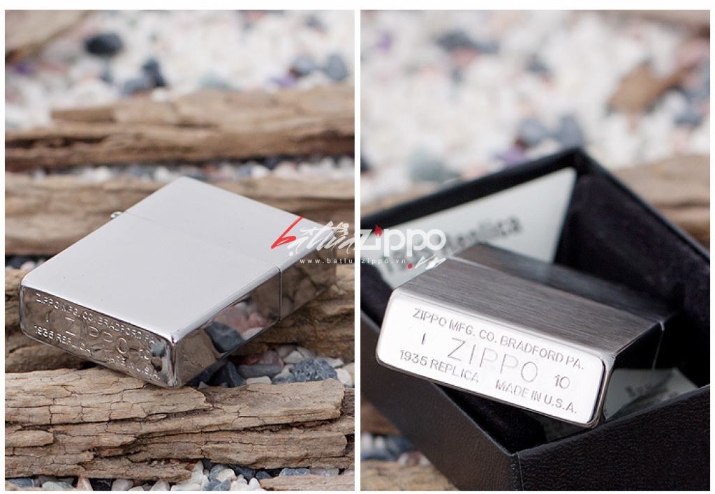 Bật Lửa Zippo 1935Mạ Chrome Vân Ngang - SKU 1935.25 – Zippo 1935 Replica Brushed Chrome