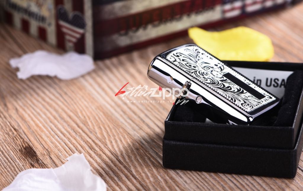 Bật Lửa Zippo Mạ Chrome Hoa Văn Ý - Sku 352 – Zippo Venetian Chrome