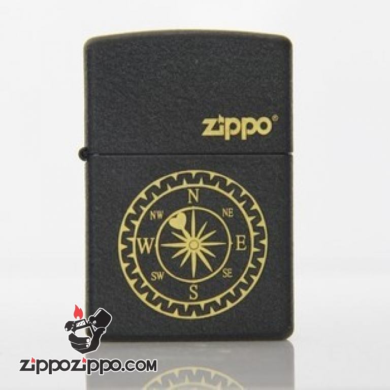 Bật lửa Zippo đen nứt in hình la bàn