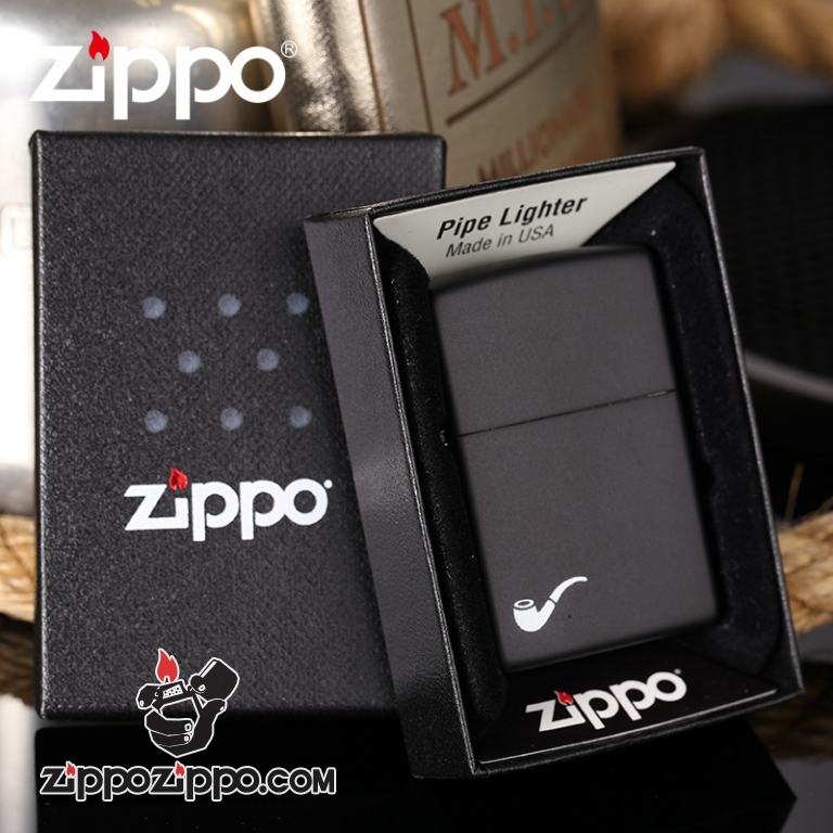 Bật Lửa Zippo Tẩu Sơn Tĩnh Điện Màu Đen - SKU 218PL – Zippo Black Matte Pipe