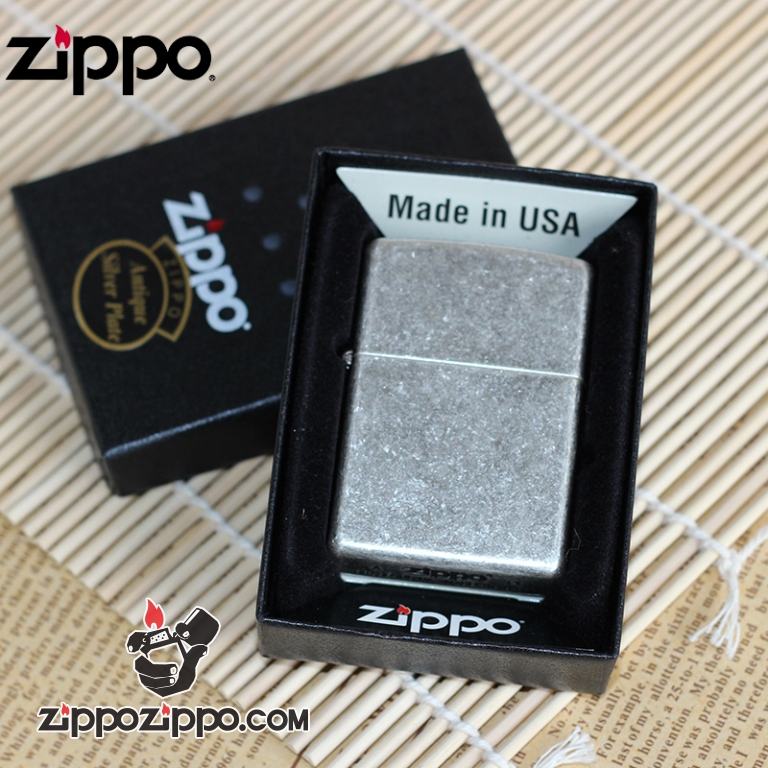 Bật Lửa Zippo Vỏ Dày Mạ Chrome Màu Bạc Giả Cổ - SKU 28973 – Zippo Armor Antique Silver Plate