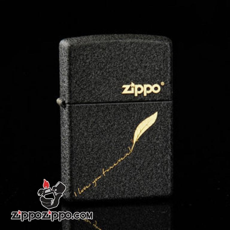 Bật lửa Zippo phiên bản đen nứt in I love you forever