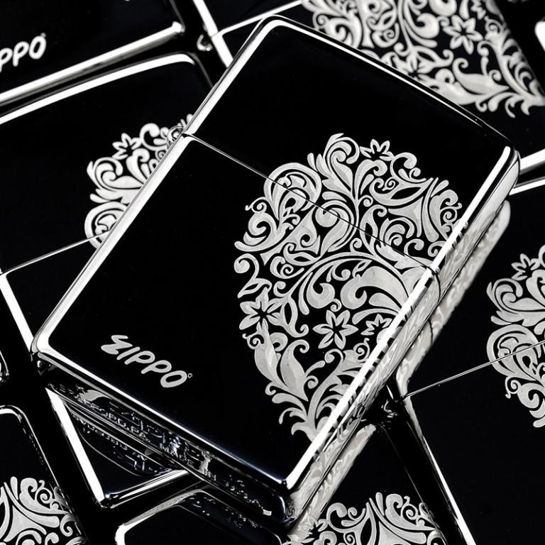 Bật lửa Zippo đen bóng phiên bản Windproof Arabesque