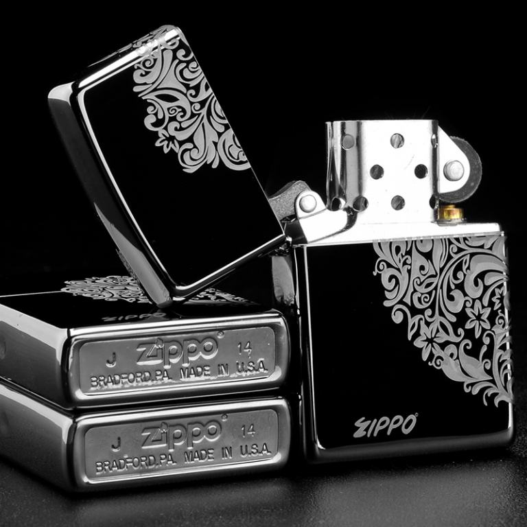 Bật lửa Zippo đen bóng phiên bản Windproof Arabesque