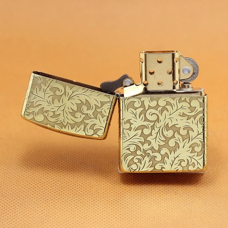 Zippo Chính Hãng Đồng Khắc Họa Tiết Arabesque Vỏ Dày Armor