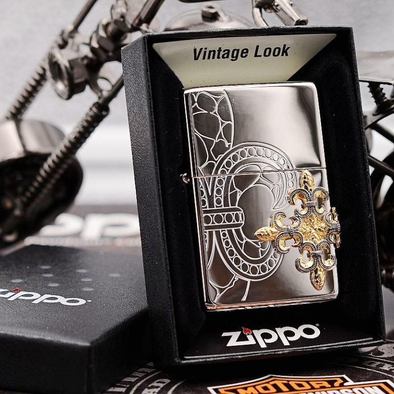 Zippo Chính Hãng Phiên Bản Hàn Quốc Trạm Khắc Tinh Tế Màu Bạc