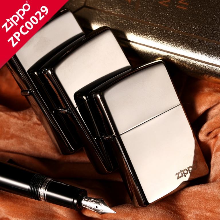 Bật Lửa Zippo Sơn Phủ Keo Bóng Xám Khói - Logo Zippo SKU 150ZL – Zippo Black Ice with Zippo Logo