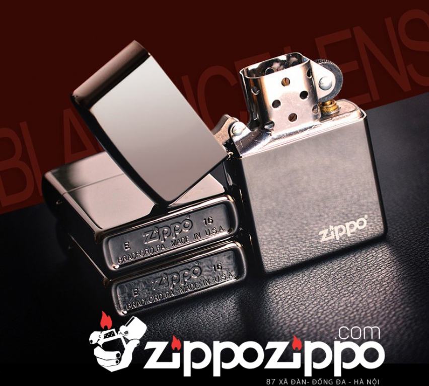 Bật Lửa Zippo Sơn Phủ Keo Bóng Xám Khói - Logo Zippo SKU 150ZL – Zippo Black Ice with Zippo Logo