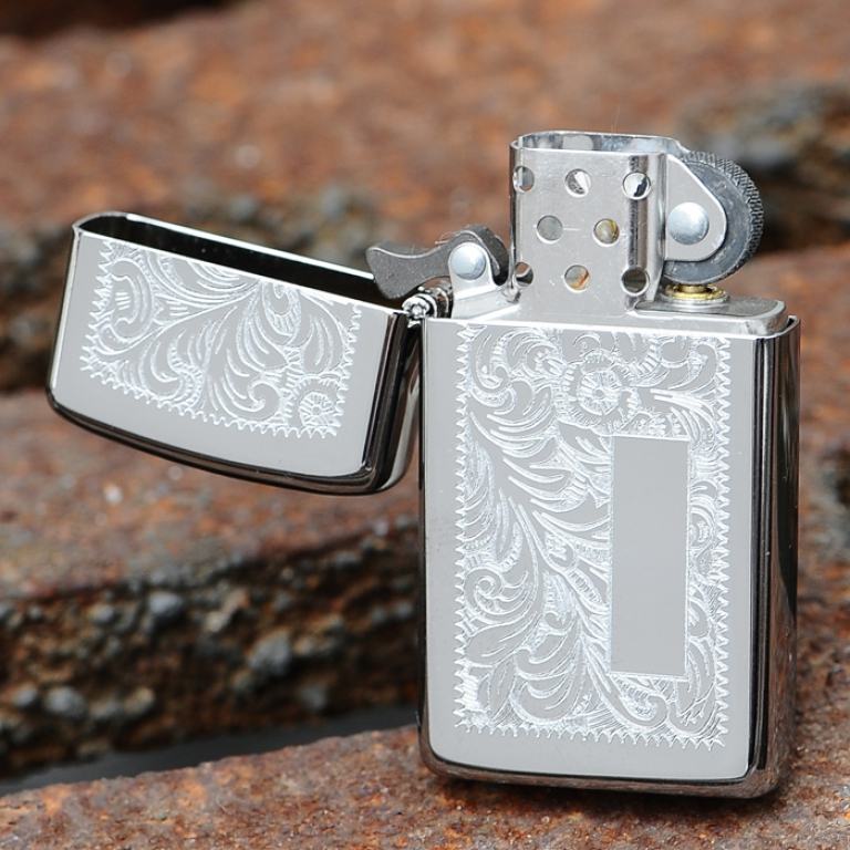 Bật Lửa Zippo Bản Nhỏ Chrome Hoa Văn Ý- Zippo Sku 1652 – Zippo Slim Venetian High Polish Chrome
