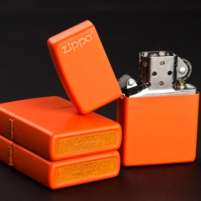 Bật Lửa Zippo Sơn Tĩnh Điện Màu Cam - Logo Zippo SKU 231ZL – Zippo Orange Matte With Zippo Logo