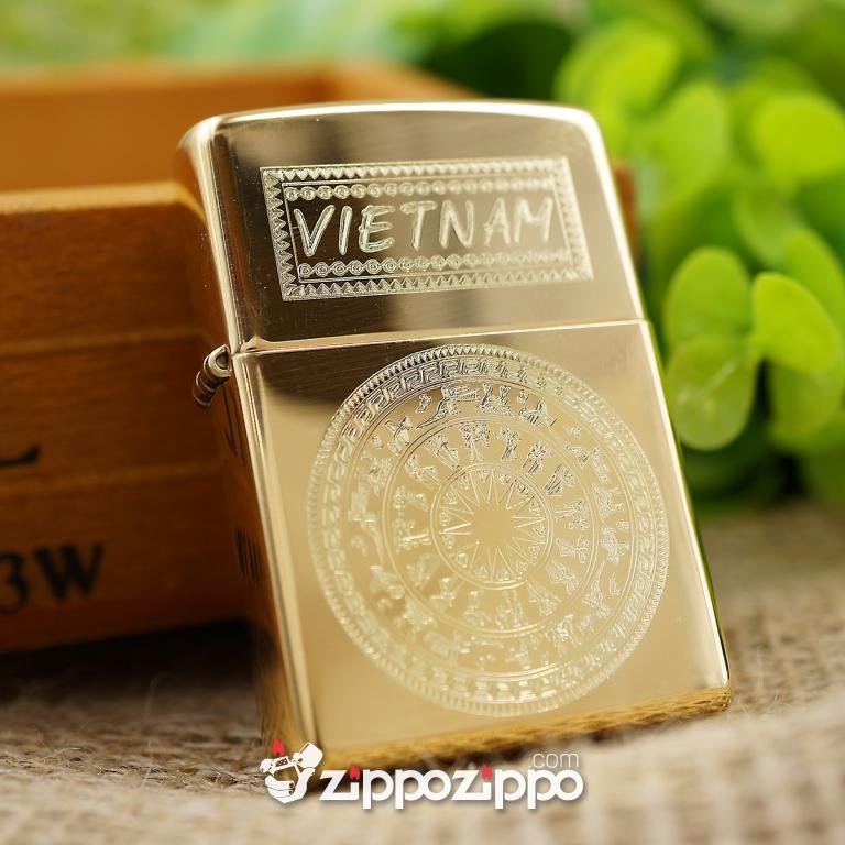 bật lửa zippo đồng khắc trống đồng có chữ