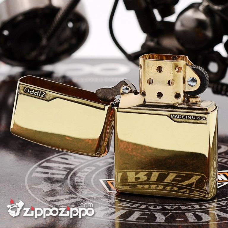 Bật lửa Zippo chính hãng đồng bóng nhẹ thiết kế cổ điển