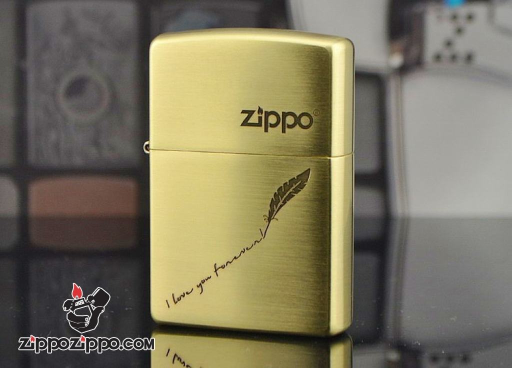 Bật lửa Zippo Chính Hãng vân xước khắc Original Love you forever