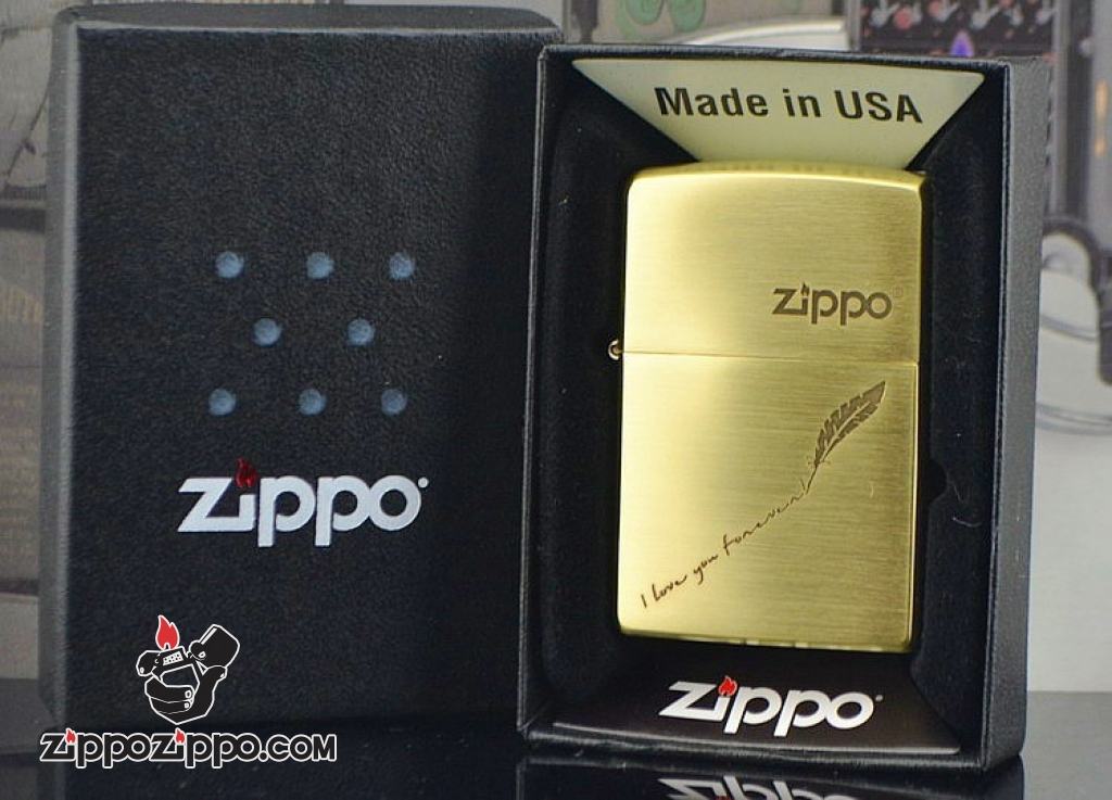 Bật lửa Zippo Chính Hãng vân xước khắc Original Love you forever