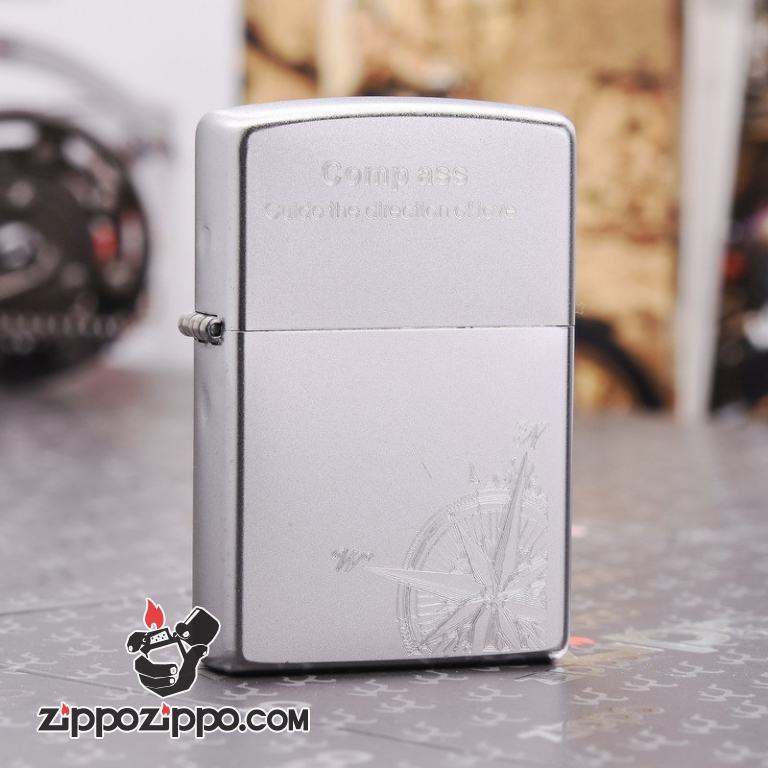 Bật lửa Zippo chính hãng bạc khắc la bàn