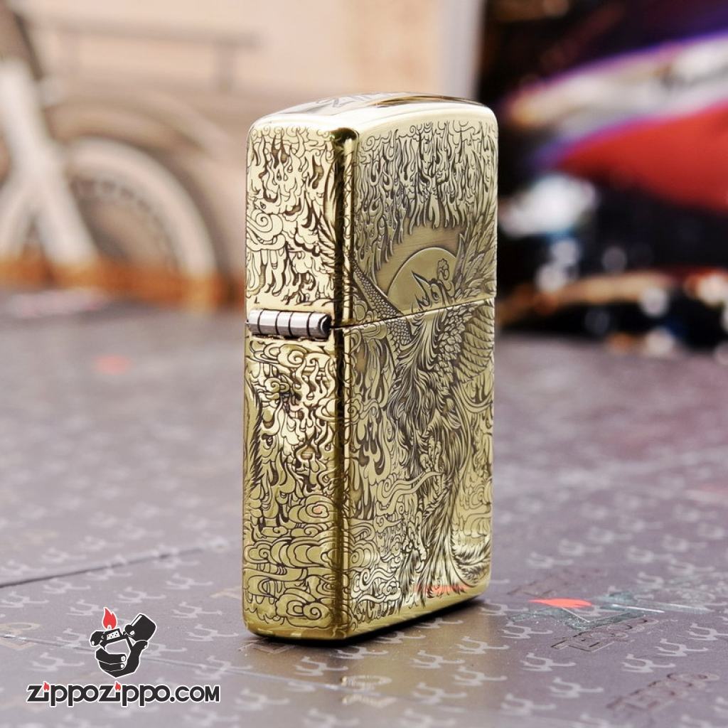 Bật Lửa Zippo Chính Hãng Phiên Bản Armor Chạm Khắc Chim Phượng Hoàng