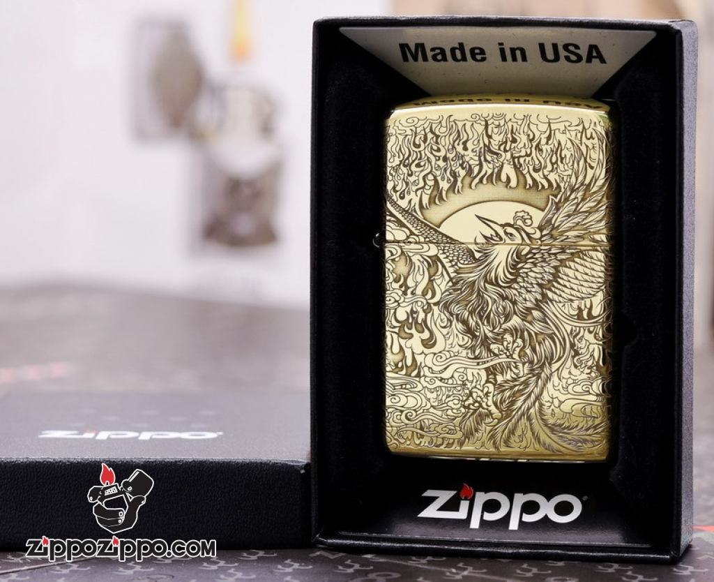 Bật Lửa Zippo Chính Hãng Phiên Bản Armor Chạm Khắc Chim Phượng Hoàng