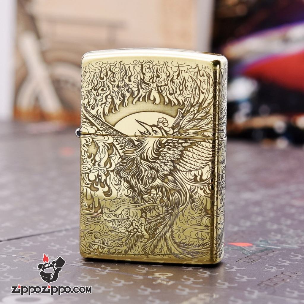 Bật Lửa Zippo Chính Hãng Phiên Bản Armor Chạm Khắc Chim Phượng Hoàng