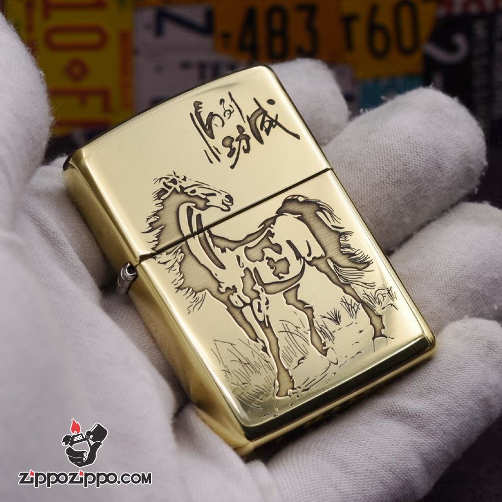 Bật lửa Zippo chính hãng đồng Bóng nhẹ khắc mã đáo thành công