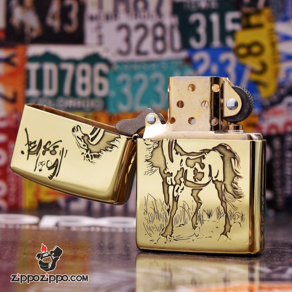 Bật lửa Zippo chính hãng đồng Bóng nhẹ khắc mã đáo thành công