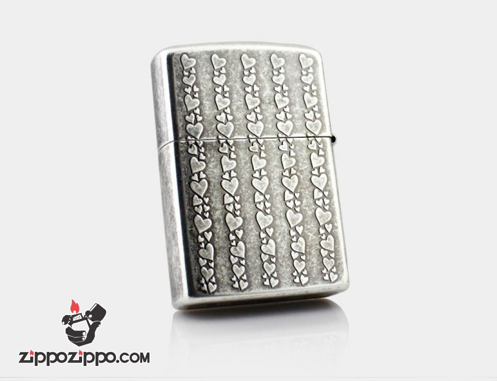 Bật lửa Zippo tình yêu chính hãng màu xám cổ