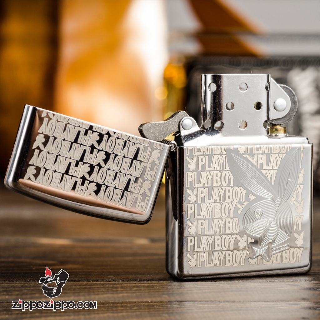 Zippo chính hãng bạc bóng Playboy