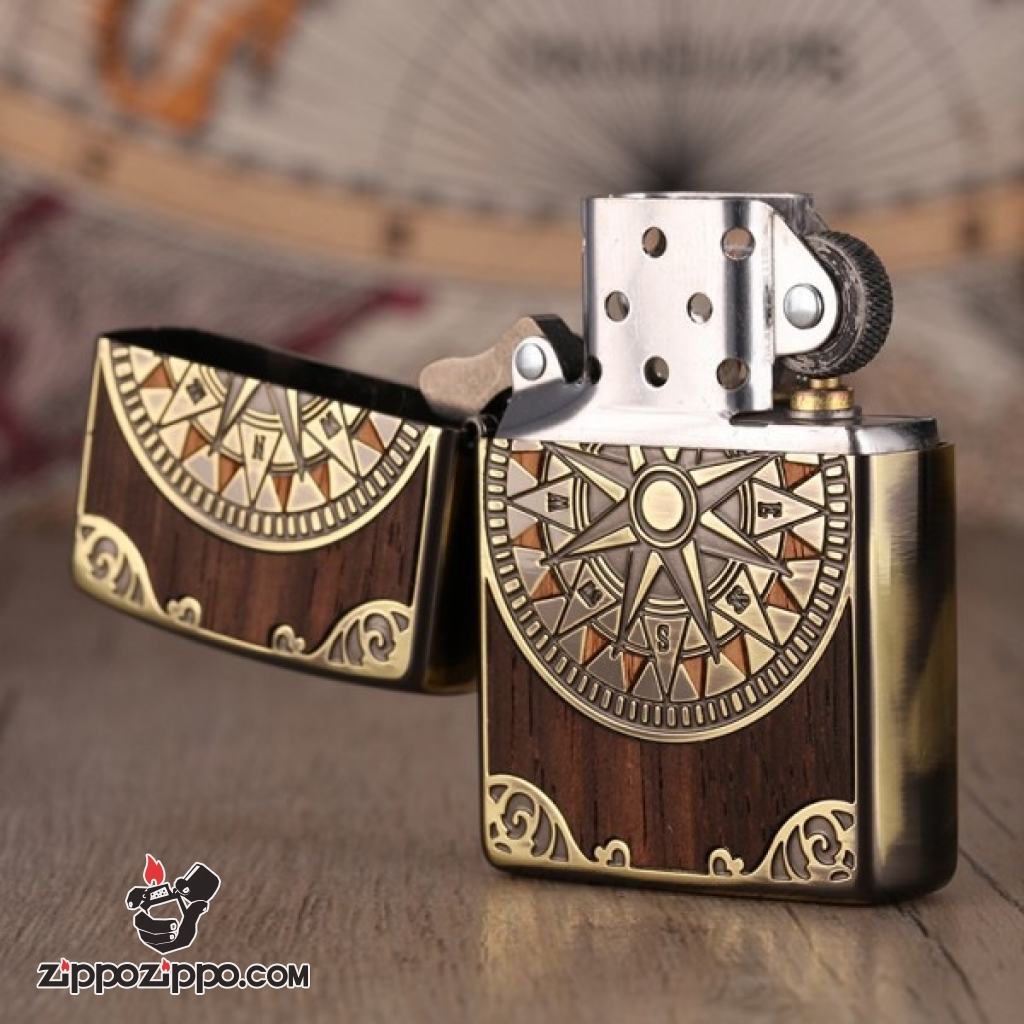 Zippo chính hãng ốp gỗ hoa văn